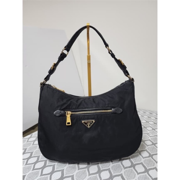 Authentic Prada Tessuto Nylon Hobo Shoulder Bag Black - Picture 12 of 12
